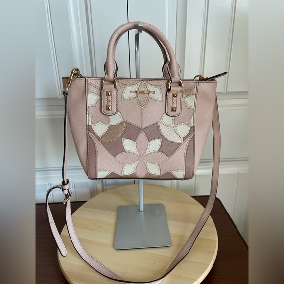 Michael Kors Handbags - Michael Kors Sandrine Small Studded Saffiano Leather Crossbody